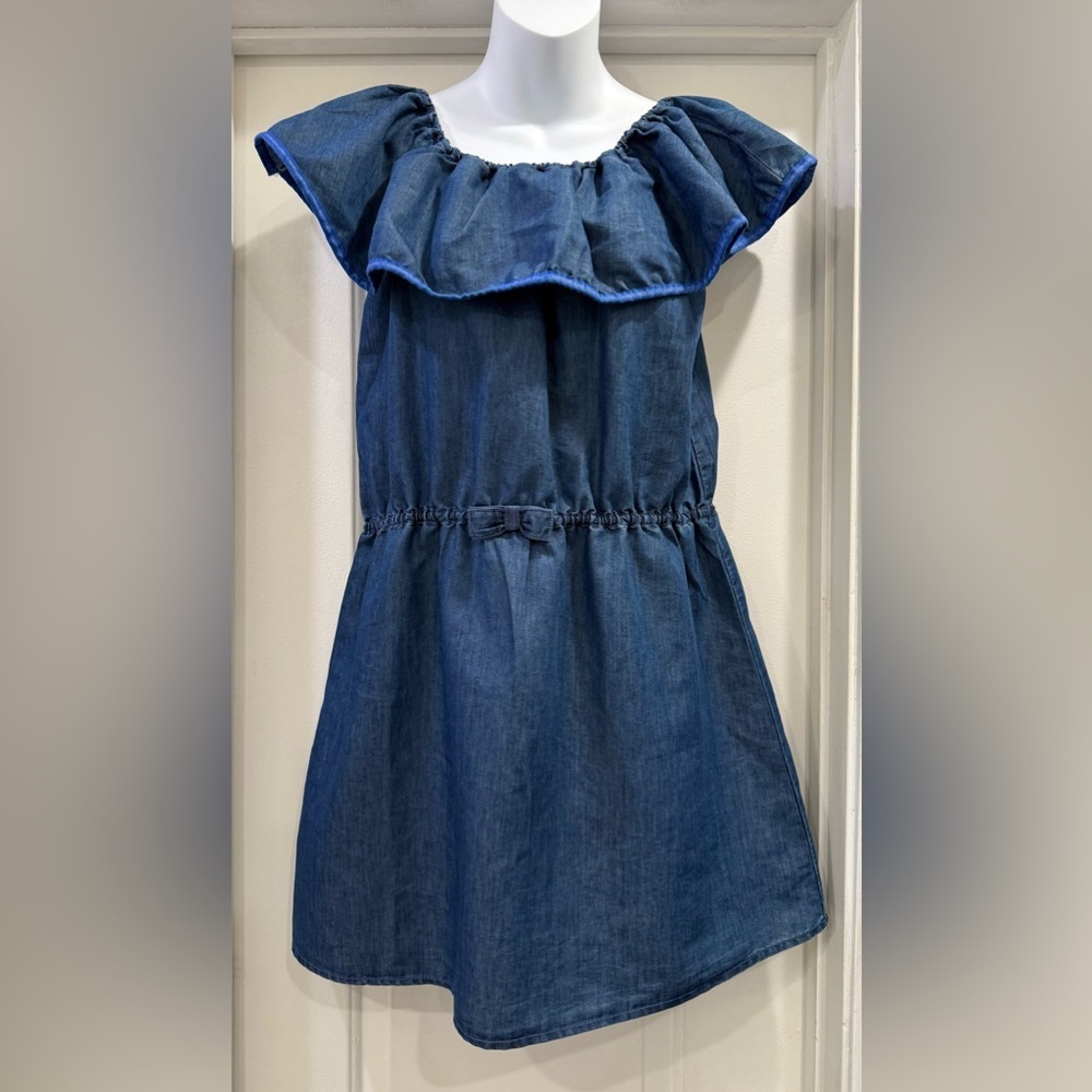 Calvin Klein Jeans  Girls' Indigo Chambray  Denim Ruffle Dress  Large 12/14
